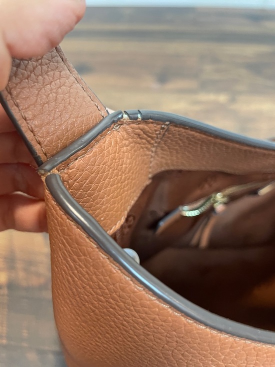 Tory Burch Thea Cognac Pebbled Leather Hobo Shoulder Bag with Tassel - Picture 7 of 10